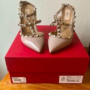 Valentino Women's Studded Tan Heels